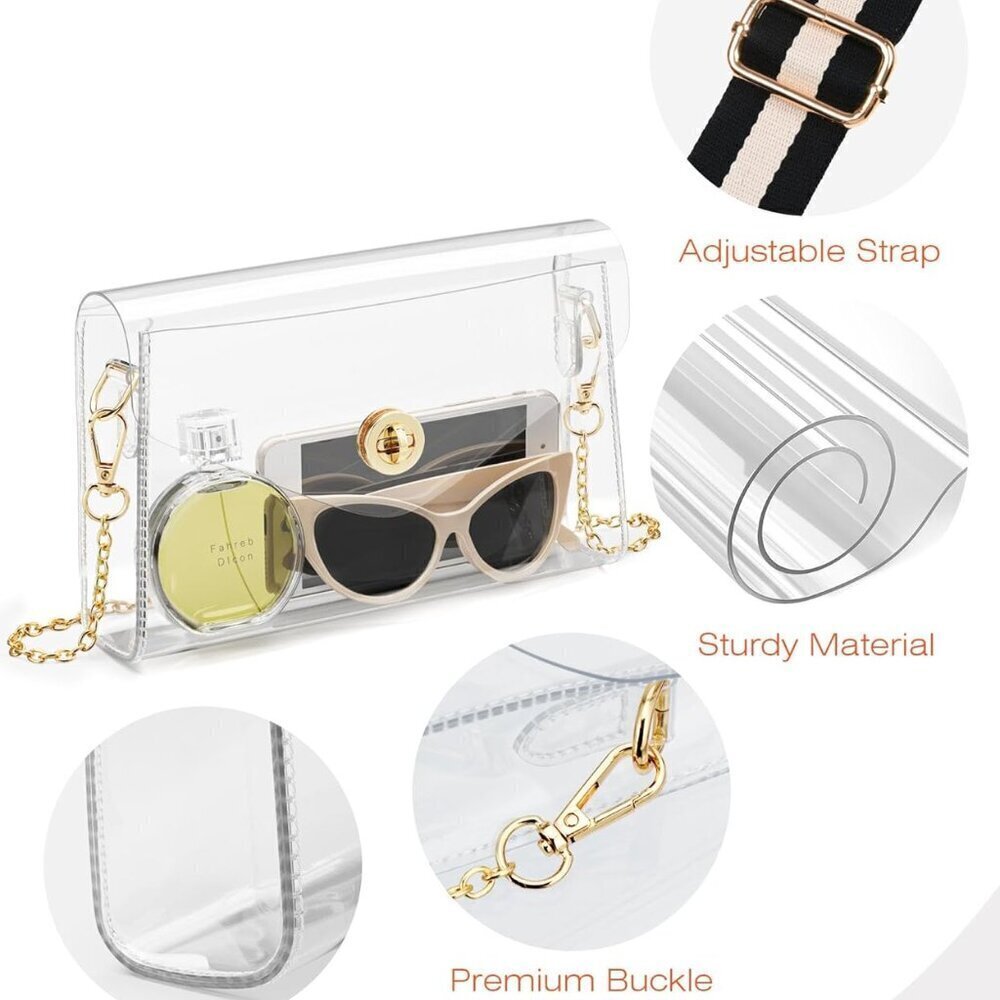 Clear Stadium Approved Purse Women Crossbody Bag Waterproof Stain-Resistant - Picture 3 of 8